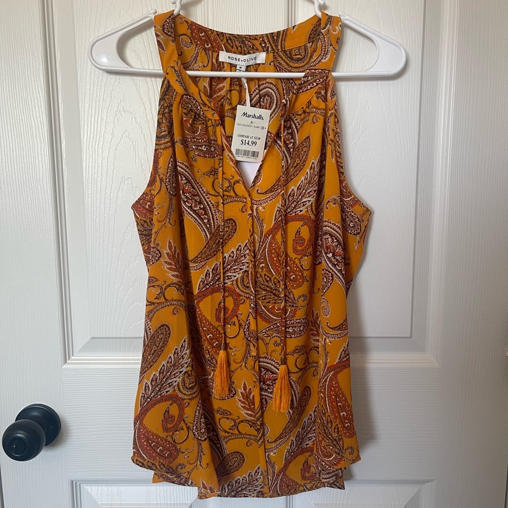 Rose & Olive Vibrant Orange and Purple Sleeveless Tank